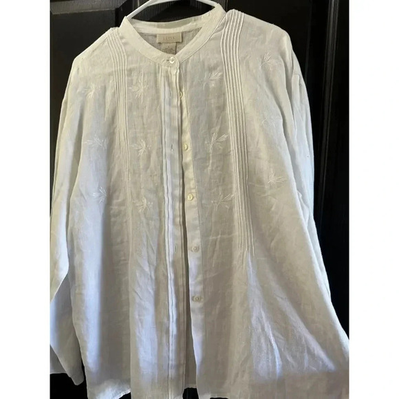 J.Jill Floral 100% Linen Button-Down Casual Top Sze Large - Picture 4 of 5